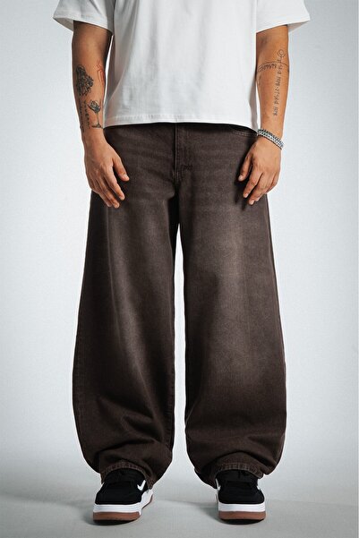 GRJ denim Bronze Drift Brown Wide Leg Super Baggy Men's Jean Trousers