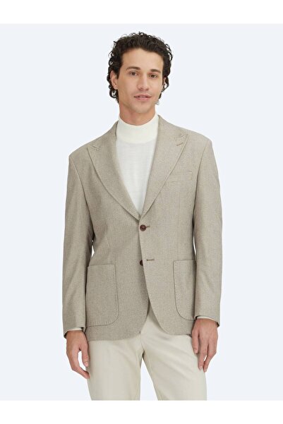 Kip Brown Checkered Modern Fit Jacket