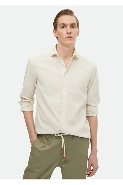 Ramsey Beige Casual Fit Woven Cotton Blended Shirt