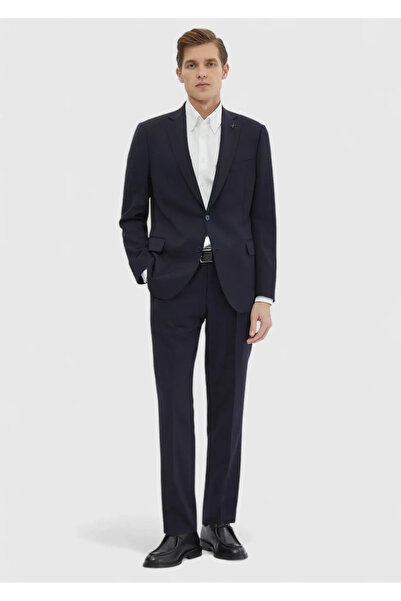 Ramsey Navy Blue Plain Regular Fit 100% Wool Suit