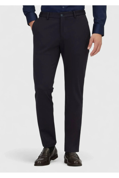 Ramsey Lacivert Düz Örme Jogging Fit Casual Pantolon