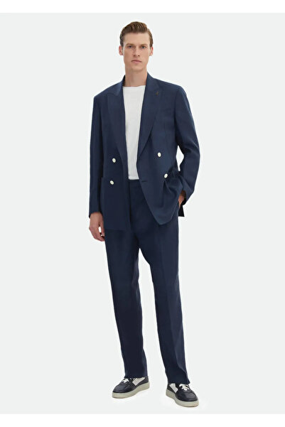 Ramsey 100% Linen Navy Blue Slim Fit Suit