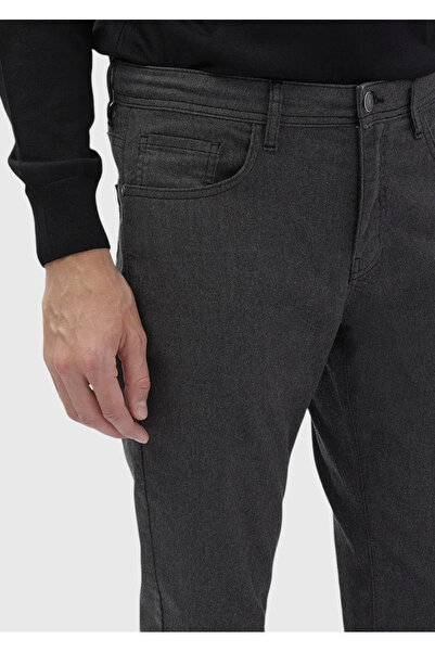 Ramsey Anthracite Plain Woven Slim Fit Casual Παντελόνι από Βαμβακερό Μείγμα