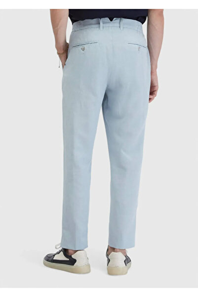 Ramsey Ανοιχτό μπλε ίσιο υφαντό Jogging Fit Casual βαμβακερό παντελόνι