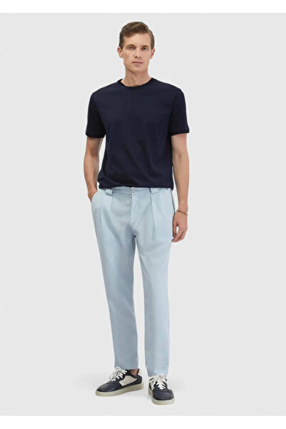 Ramsey Ανοιχτό μπλε ίσιο υφαντό Jogging Fit Casual βαμβακερό παντελόνι