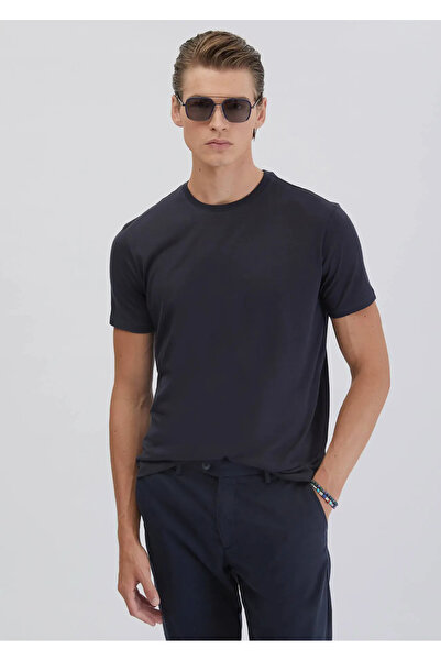 Ramsey Navy Plain Crew Neck T-Shirt