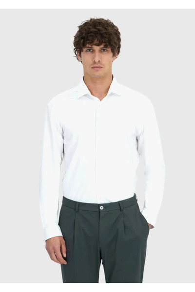 Ramsey Біла пряма сорочка Regular Fit Casual з бавовняною сумішшю