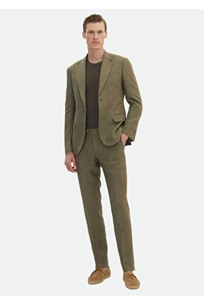 Ramsey Khaki Plain Zeroweight Slim Fit 100% Linen Suit