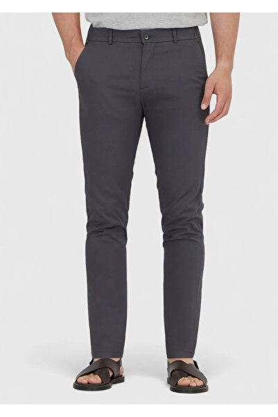 Ramsey Παντελόνι από βαμβακερό μείγμα Casual με ίσια ύφανση ανθρακί