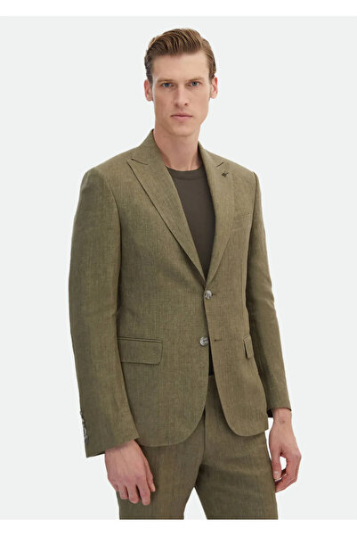 Ramsey Khaki Plain Zeroweight Slim Fit 100% Linen Suit