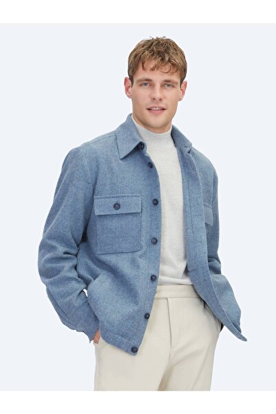 Kip Синя пряма Regular Fit Тканина з вовняною домішкою Overshirt