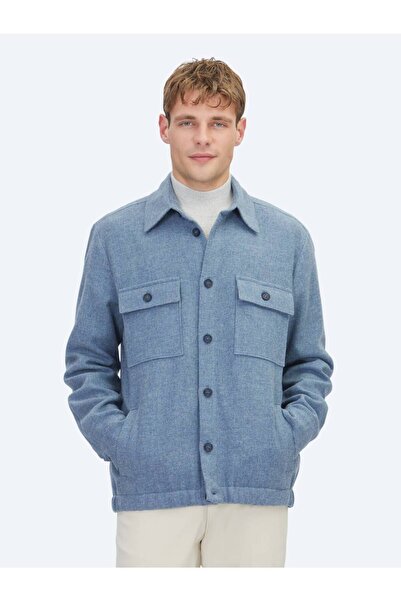 Kip Синя пряма Regular Fit Тканина з вовняною домішкою Overshirt