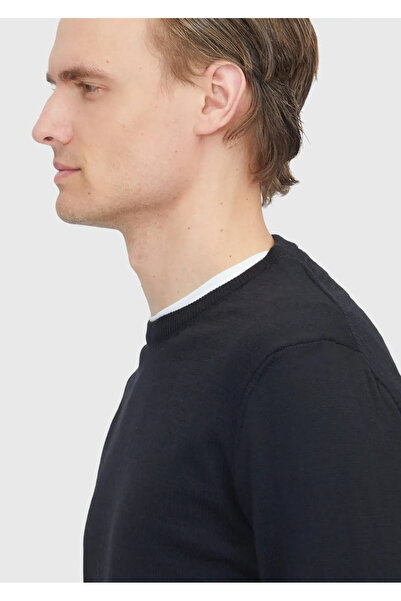 Ramsey Πλεκτό πουλόβερ μαύρο με λαιμόκοψη μασίφ πλεκτό μαλλί