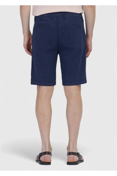 Ramsey Navy Blue Plain Woven Regular Fit Casual Cotton Blended Bermuda