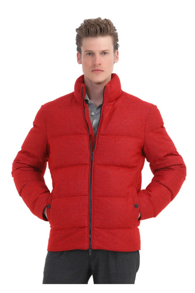 Ramsey Κόκκινο κανονικό γιακά με όρθιο γιακά casual υφαντό παλτό
