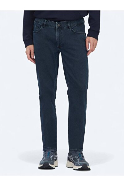 Kip Pantaloni slim din denim din amestec de bumbac bleumarin