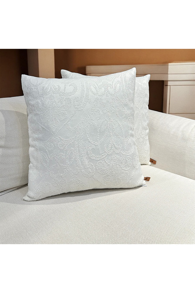 BİRHOME Bella Jakar Özel Tasarım 2'li Dekoratif Kırlent Kılıfı 43x43 Cm (krem)