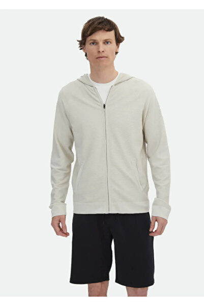 Ramsey Jacquard Beige Hooded Cardigan