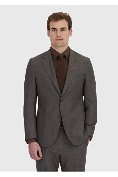Ramsey Light Brown Patterned Zeroweight Slim Fit 100% Wool Suit
