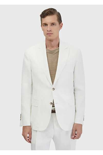 Ramsey White Plain Zeroweight Slim Fit 100% Linen Suit