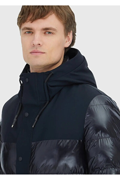 Ramsey Black Regular Fit Hooded Casual Woven Coat