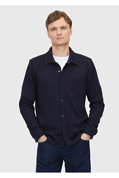Ramsey Navy Blue Polo Neck Plain Sweatshirt