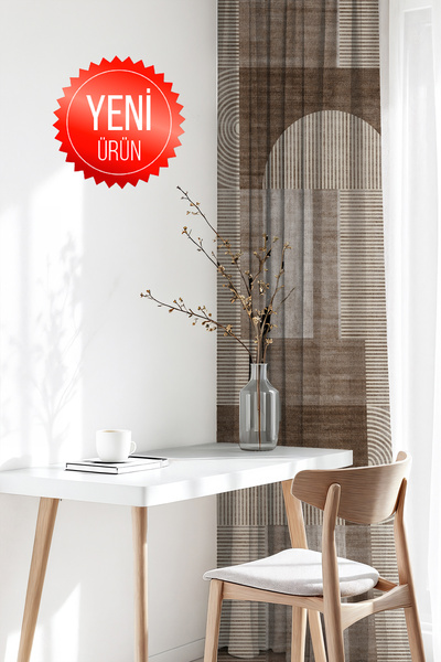GECE HOME Soho Kumaş Dijital Baskılı Modern Geometrik Desenli Fon Perde – 140...
