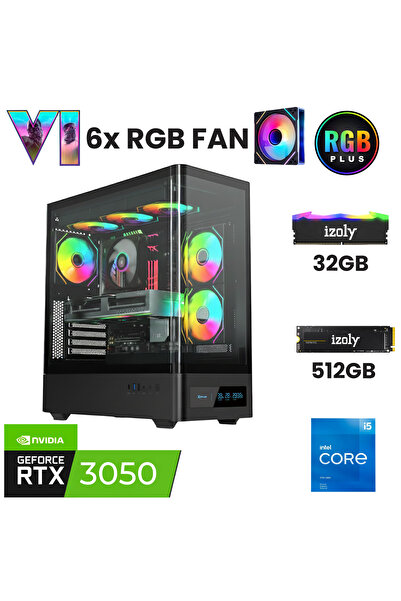 IZOLY X5 I5 12400f 32gb Ddr4 Ram 512gb Nvme M.2 Ssd Rtx3050 6gb Oyuncu Masaüs...