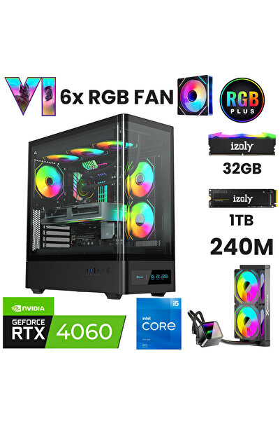 IZOLY NextGen E i5-14400F 32GB 1TB M.2 NVMe RTX 4060 8GB 240mm Sıvı Soğutma O...