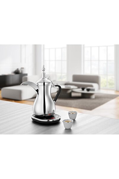 ALSAIF Saif 1-liter electric stainless steel coffee pot with digital display, silver color