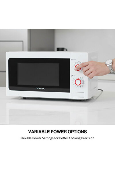 DOMEA Microwave Oven, 20L, 700W, 5 Power Levels (Defrost/Reheating), 35-Min Timer, Glass Turntable f