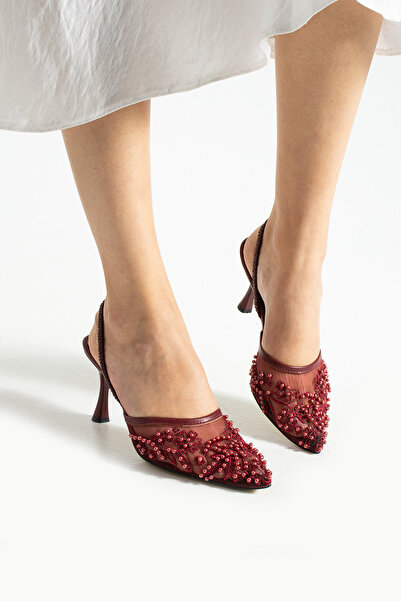 tulin women Fomax Mesh Embroidery and Bead Print Detailed Women's Heels