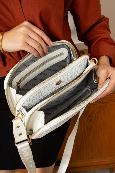 POLOGRAND London Geantă de umăr originală Just Polo Collection, cu 5 compartimente, din piele moale, cu curea încrucișată reglabilă