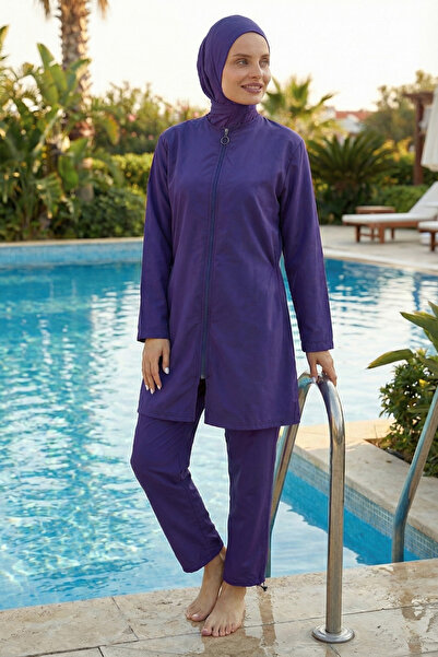 LEOMA ملابس سباحة حجاب من قماش المظلة قابلة للتعديل وطاردة للماء وسريعة الجفاف وقابلة للتعديل مع سحاب