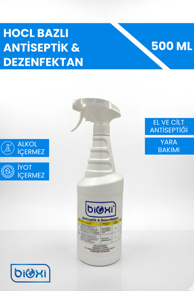 Bioxi Hocl Bazlı Yara, Cilt Ve El Bakımı Için Etkili Çözüm, Antiseptik Ve Dezenfektan 500 ml
