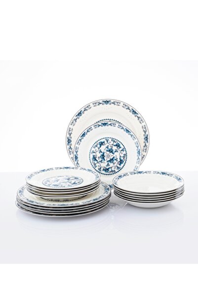 HIC 18 Piece Porcelain Dinner Set blue color