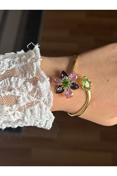 HOUSEKİ Pembe Mor Çiçekli Ayarlanabilir Kelepçe