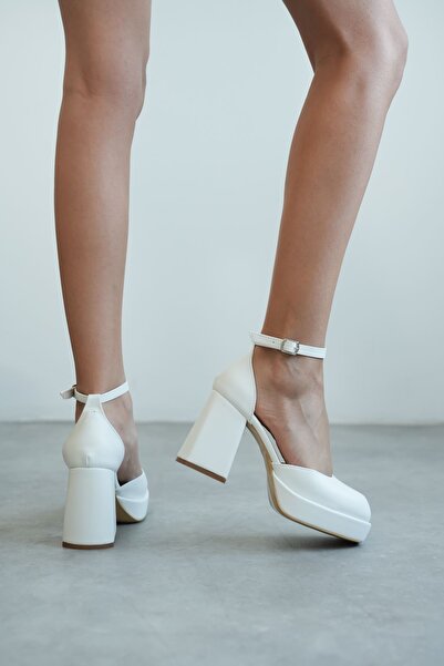 MODAADAM Γυναικεία παπούτσια με τακούνι Gander Platform - Λευκό