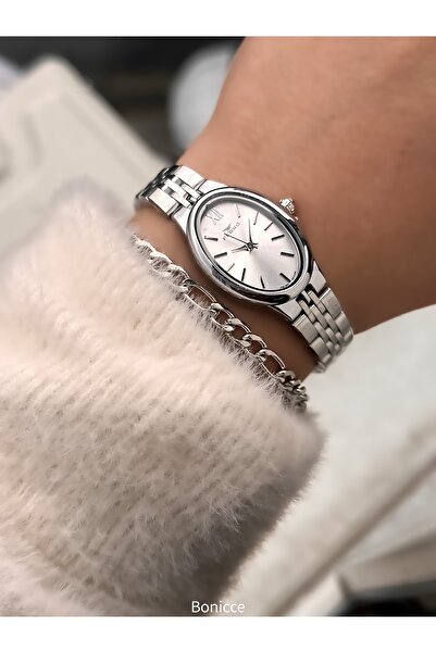 FERRO Şık Kutuda, Gümüş Çelik Kordon, Oval Kasa, Vıp Seri Kadın Kol Saat Bileklik Hediyeli