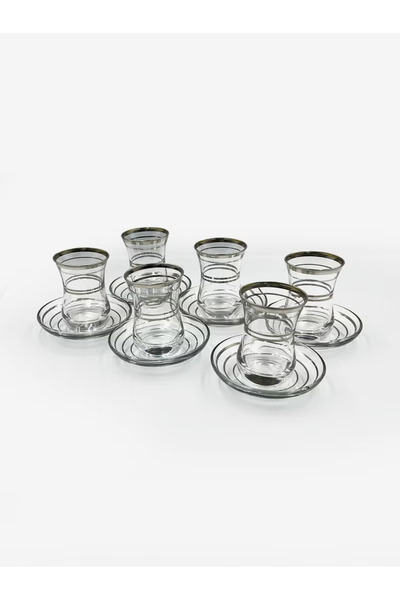 Yaren Premium Turkish Tea Glass Set with Stylish Silver Accents – 6 Pieces | ...