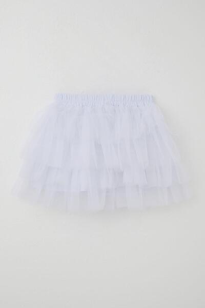 Breeze Κοριτσίστικη φούστα Tutu με λεπτομέρεια από τούλι και αξεσουάρ φιόγκου 4-8 ετών, λευκό