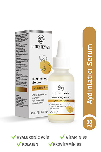 PURE JEYAN Aydınlatıcı Serum 30 ml – Hyaluronic Acid + Kolajen + Vitamin B3 &...