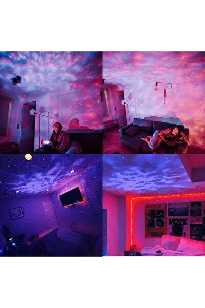 Genel Markalar Starry Projektör Bluetooth Hoparlör Gece Lambası RGB Led Işıklı Parti Hoparlörü Speaker