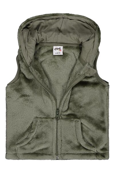 Civil Baby Kapüşonu Kulaklı 6-18 Ay Yelek - Haki 12-18 Ay