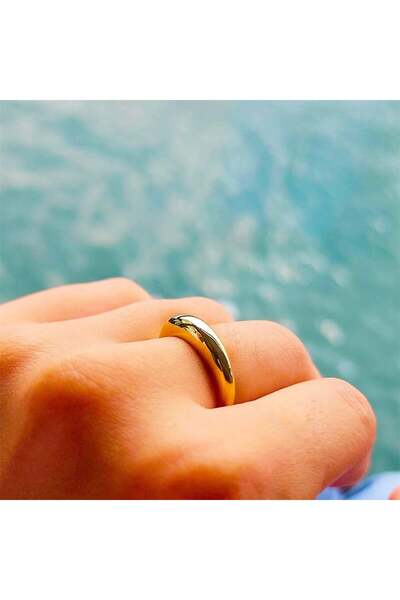 FasekGold 925 Ayar Gümüş Bombeli Modern Alyans-Bombeli Spor Gümüş Yüzük-Hediye 925 Ayar Kadın Gümüş Yüzük