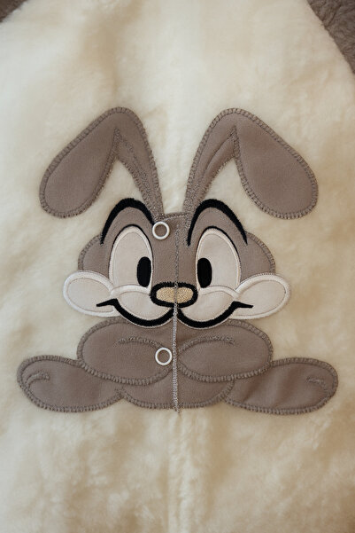 eomix kids Baby Romper with Rabbit Figure. Welsoft Pouf Fabric with Rabbit Embroidery