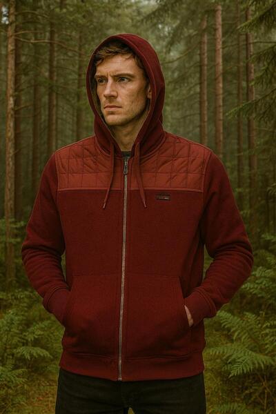 Masimar Чоловічий капюшон з хутром всередині, 3 нитки, блискавка, регулярний крій, світшот-куртка