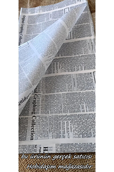 Nedi Beyaz Gazete Desenli 4'Lü Çiçek Ambalaj Kağıdı – Siyah Yazılı