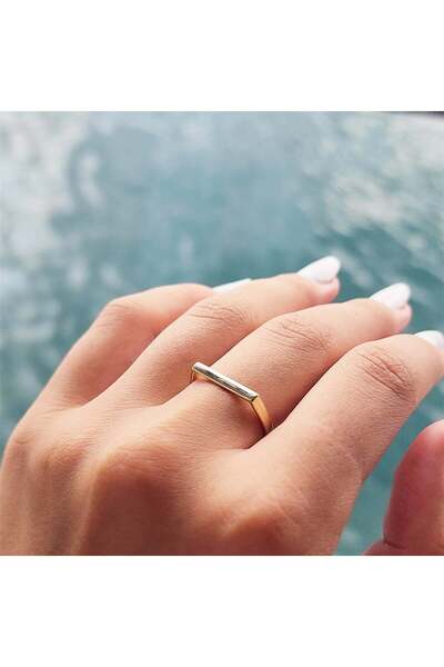 FasekGold Gümüş Yüzük - Love Kalın Çizgi Taşsız Modern Tasarım 925 Ayar Gümüş...