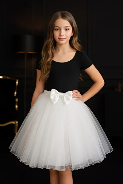 2021 NSM LİFE quality of life Fusta tutu umflată cu cataramă albă - fetiță